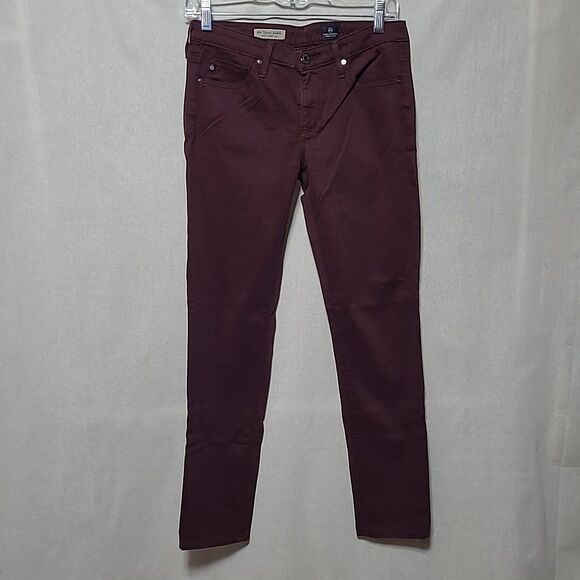 AG Adriano Goldschmied the Stevie Ankle Slim Straight Leg Jeans Maroon Size 26R - Picture 1 of 12